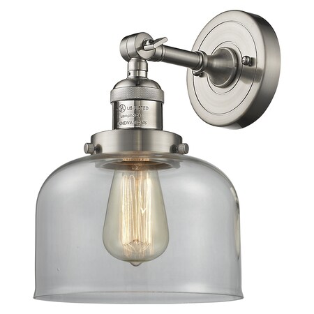 Innovations Lighting 1 Light Adjustable Large Bell 8In. Brushed Satin Nickel Sconce With Clear Glass, 508128 203-SN-G72
